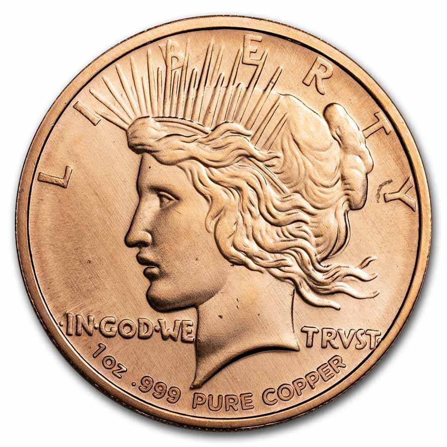 1 oz Copper Round - Peace Dollar