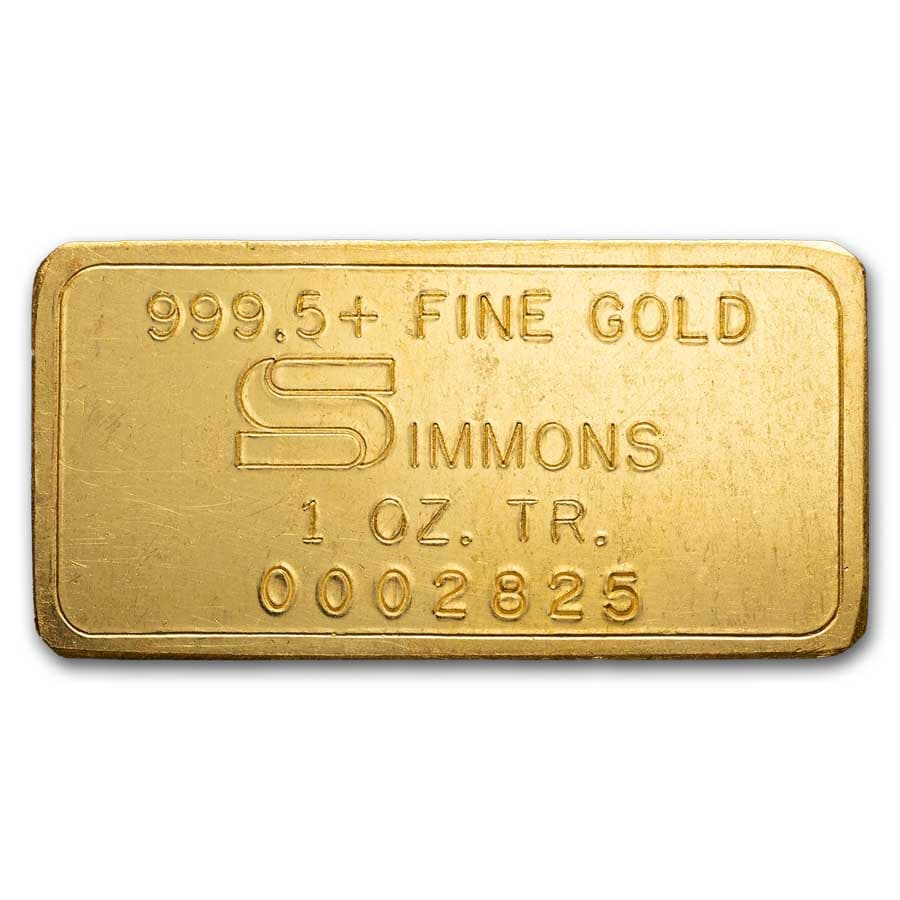 1 oz Gold Bar - Simmons Refining Company