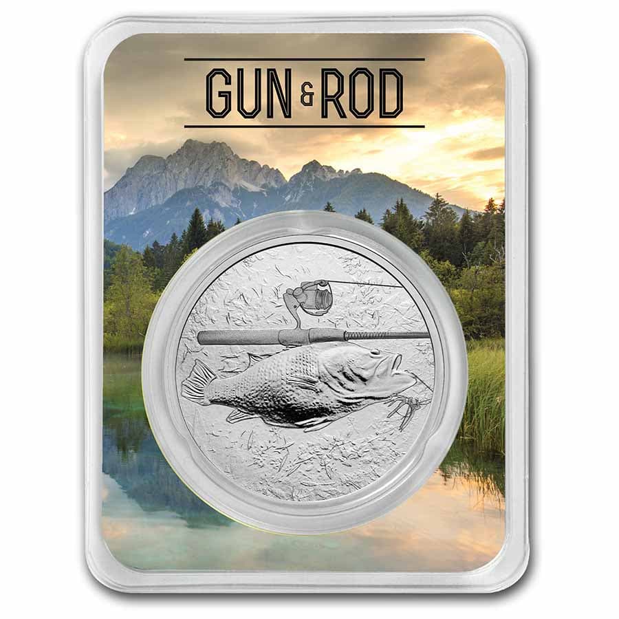 1 oz Silver Round - Gun & Rod (Bass) w/ TEP