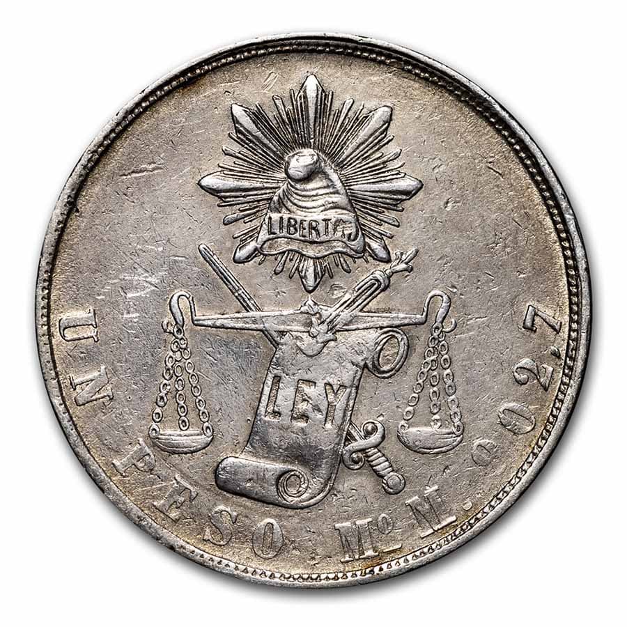 1869-1873 Mexico Silver Peso Avg Circ