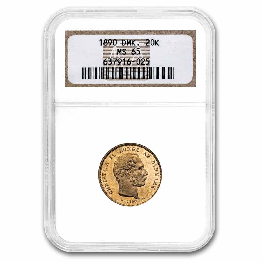 1890 Denmark Gold 20 Kroner MS-65 NGC