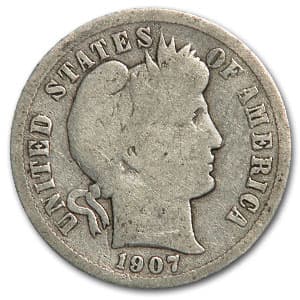 1907-D Barber Dime Good/VG
