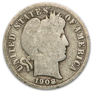 1908-S Barber Dime Good/VG