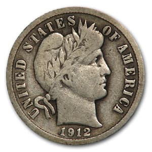 1912 Barber Dime Fine