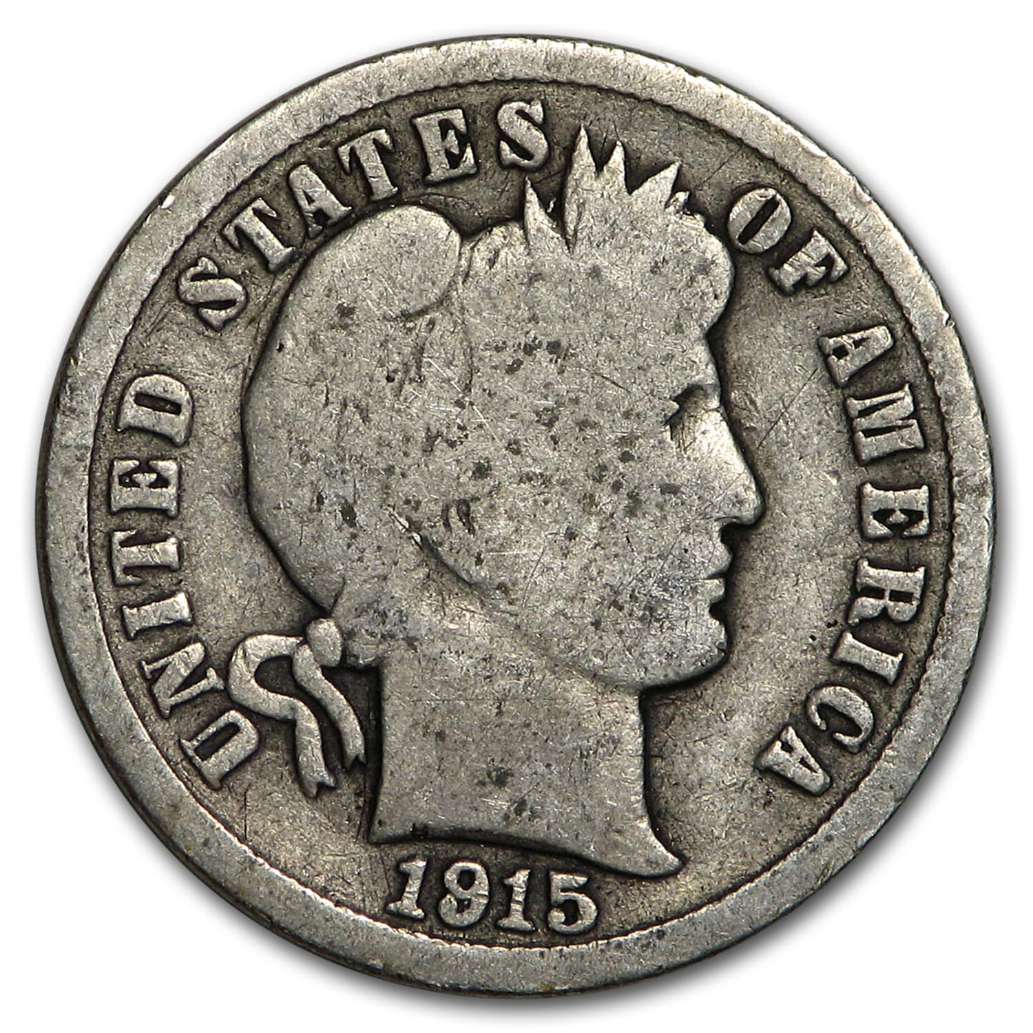 1915 Barber Dime Good/VG