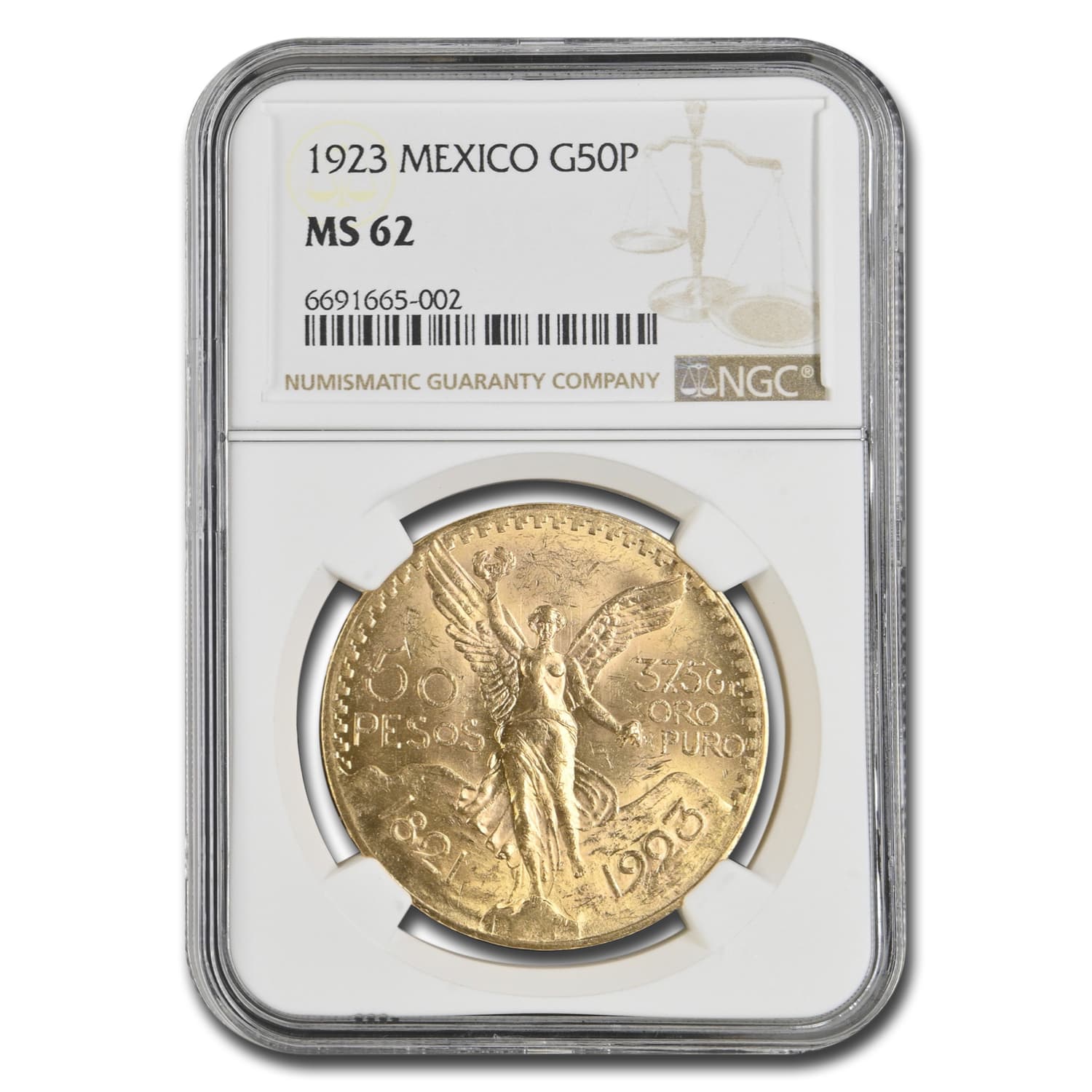 1923 Mexico Gold 50 Pesos MS-62 NGC