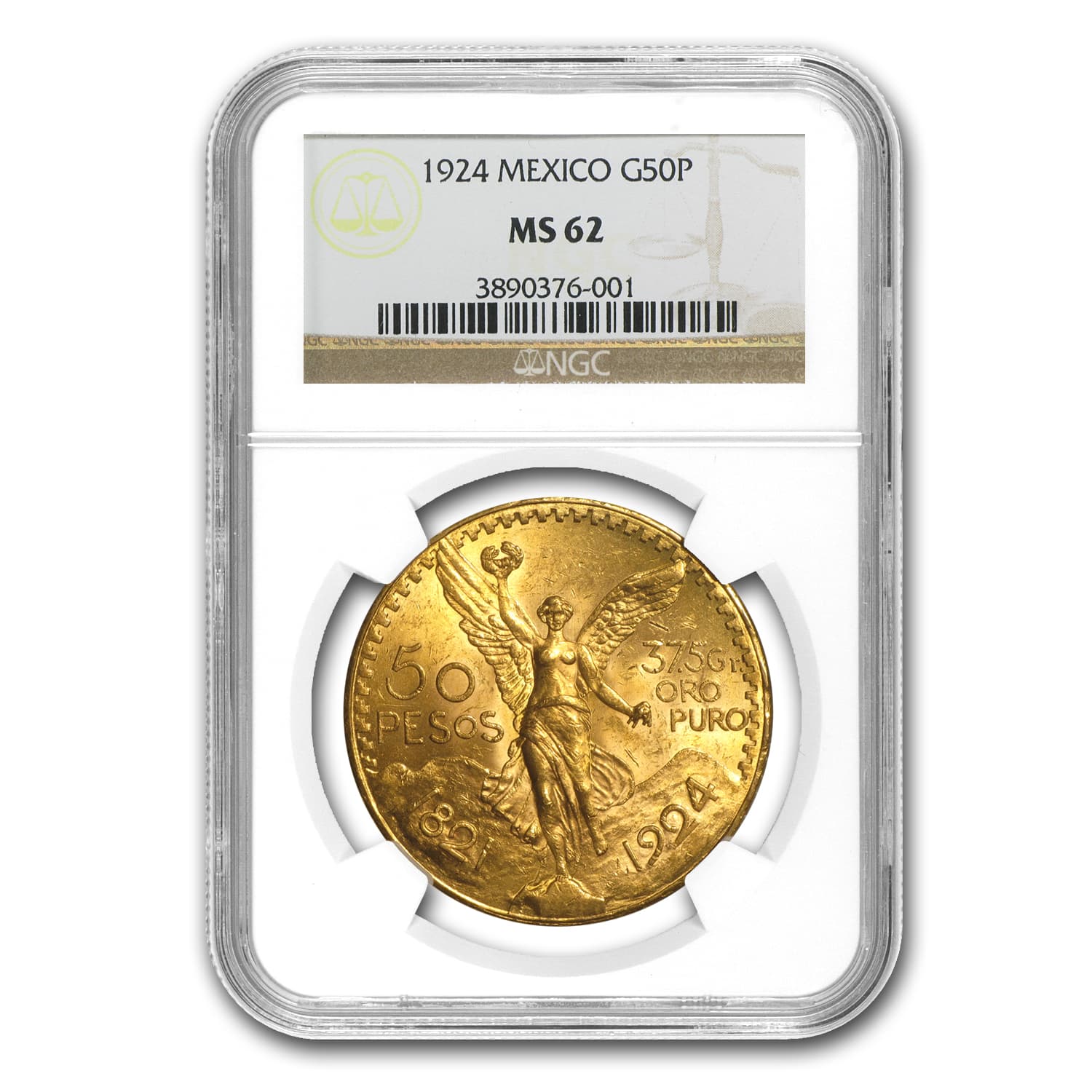 1924 Mexico Gold 50 Pesos MS-62 NGC