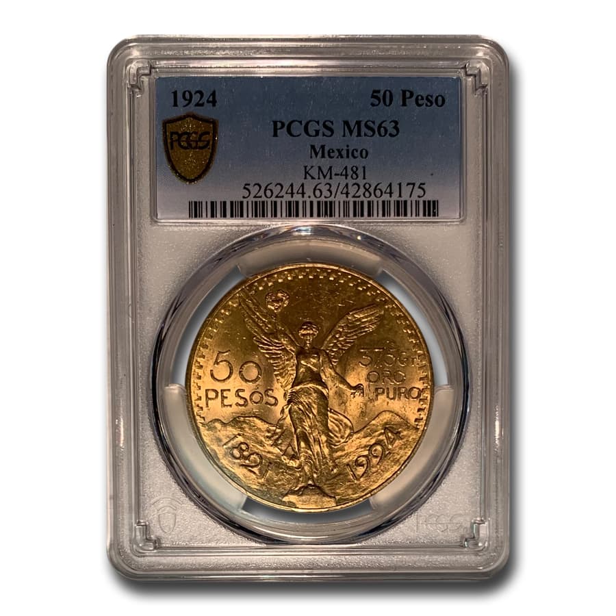 1924 Mexico Gold 50 Pesos MS-63 PCGS