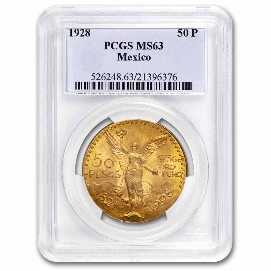 1928 Mexico Gold 50 Pesos MS-63 PCGS