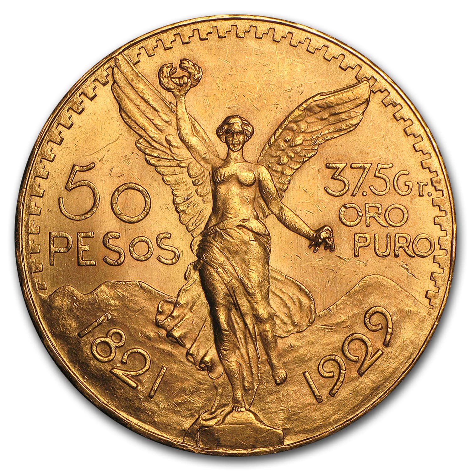 1929 Mexico Gold 50 Pesos AU