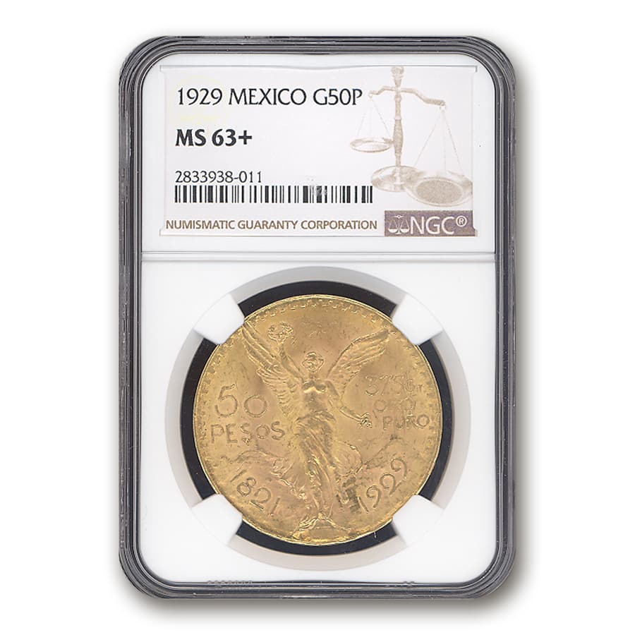 1929 Mexico Gold 50 Pesos MS-63+ NGC