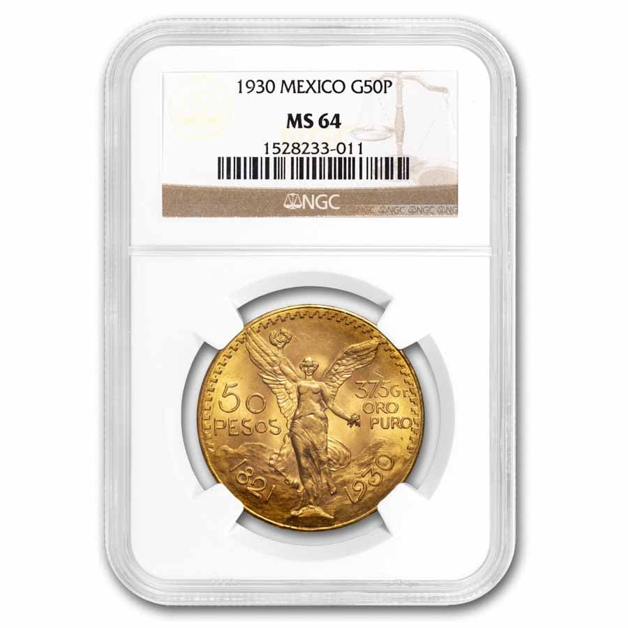 1930 Mexico Gold 50 Pesos MS-64 NGC