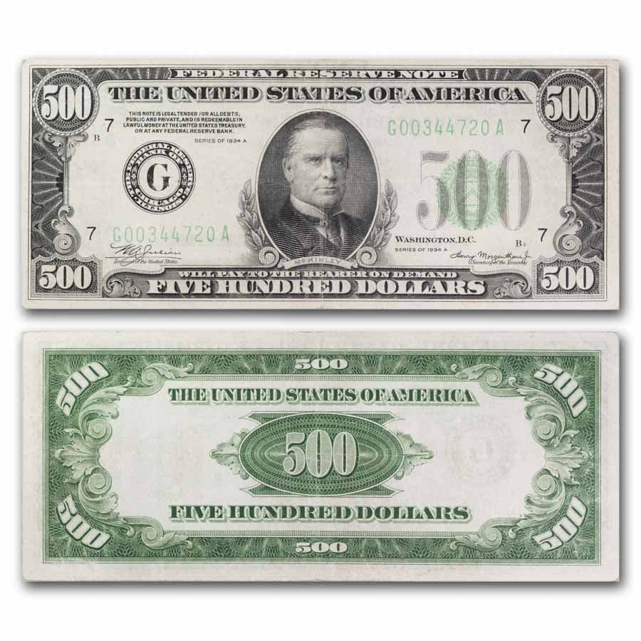 1934-A (G-Chicago) $500 FRN VF+ (Fr#2202-G)