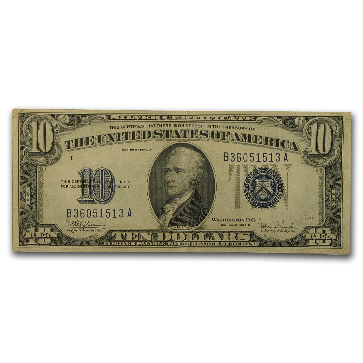 1934-D $10 Silver Certificates VF (Fr#1704)