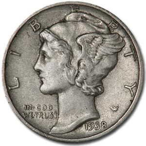 1938-D Mercury Dime XF