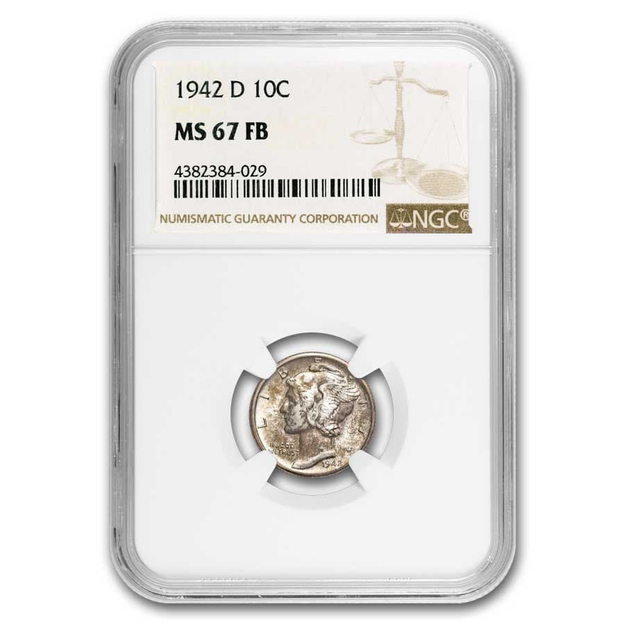 1942-D Mercury Dime MS-67 FB NGC