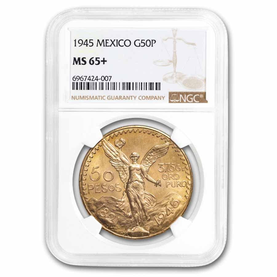 1945 Mexico Gold 50 Pesos MS-65+ NGC