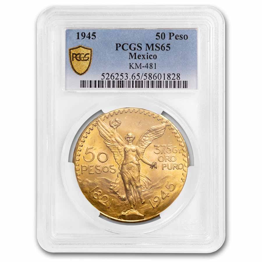 1945 Mexico Gold 50 Pesos MS-65 PCGS