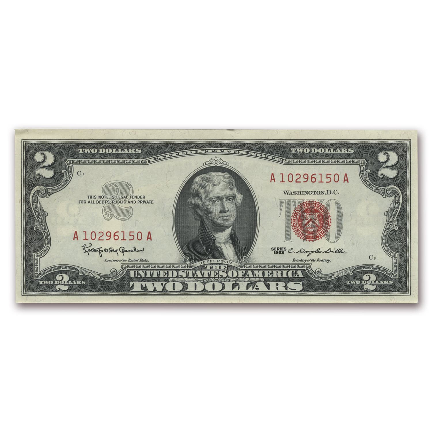 1963 $2.00 U.S. Note Red Seal CCU (Fr#1513)