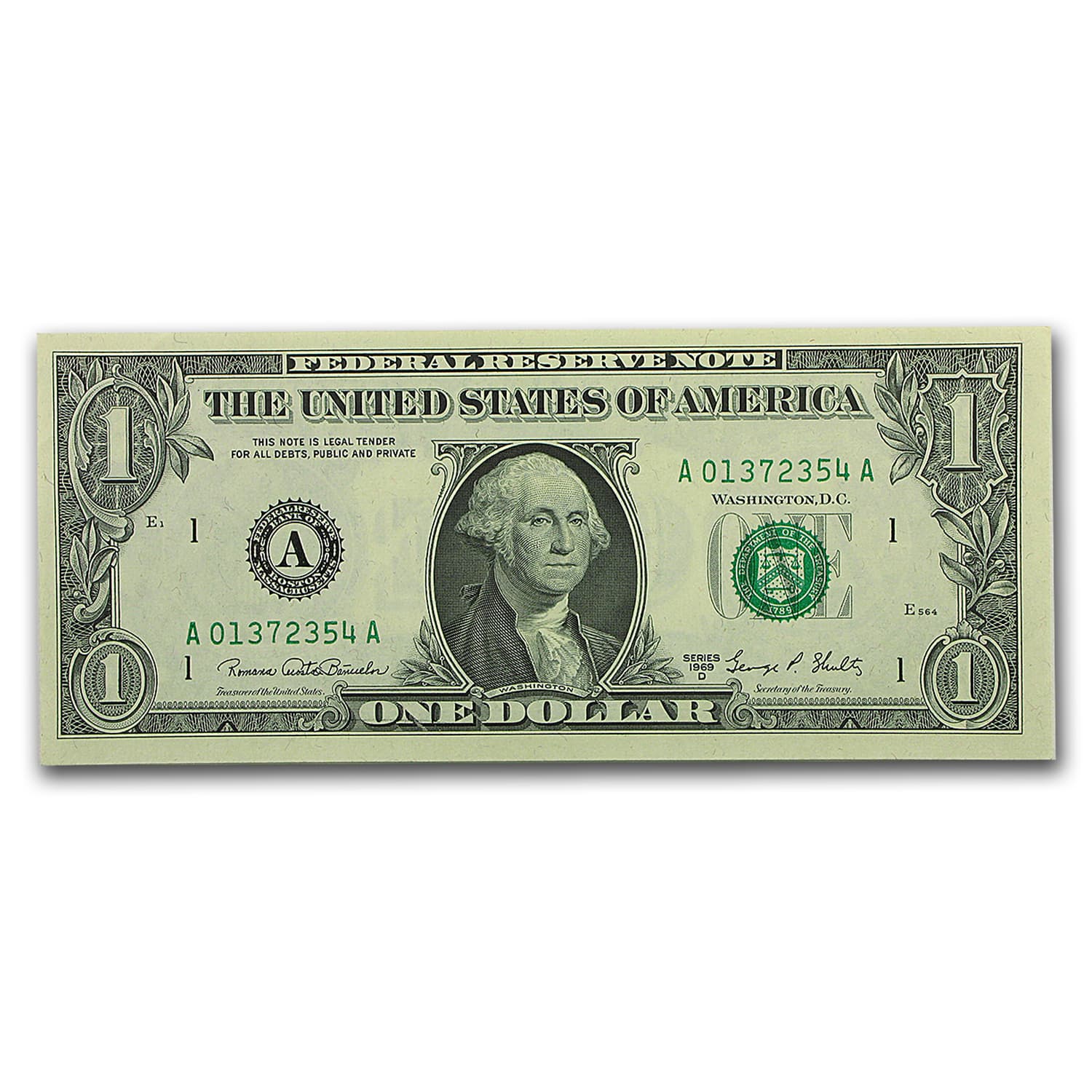 1969-D (A-Boston) $1.00 FRN CU (Fr#1907-A)