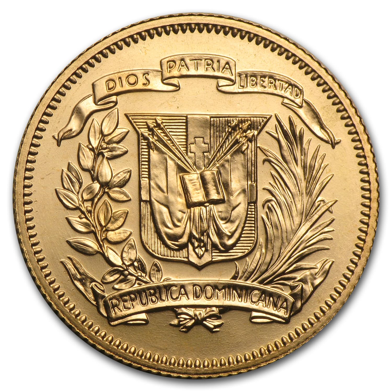 1974 Dominican Republic Gold 30 Pesos BU
