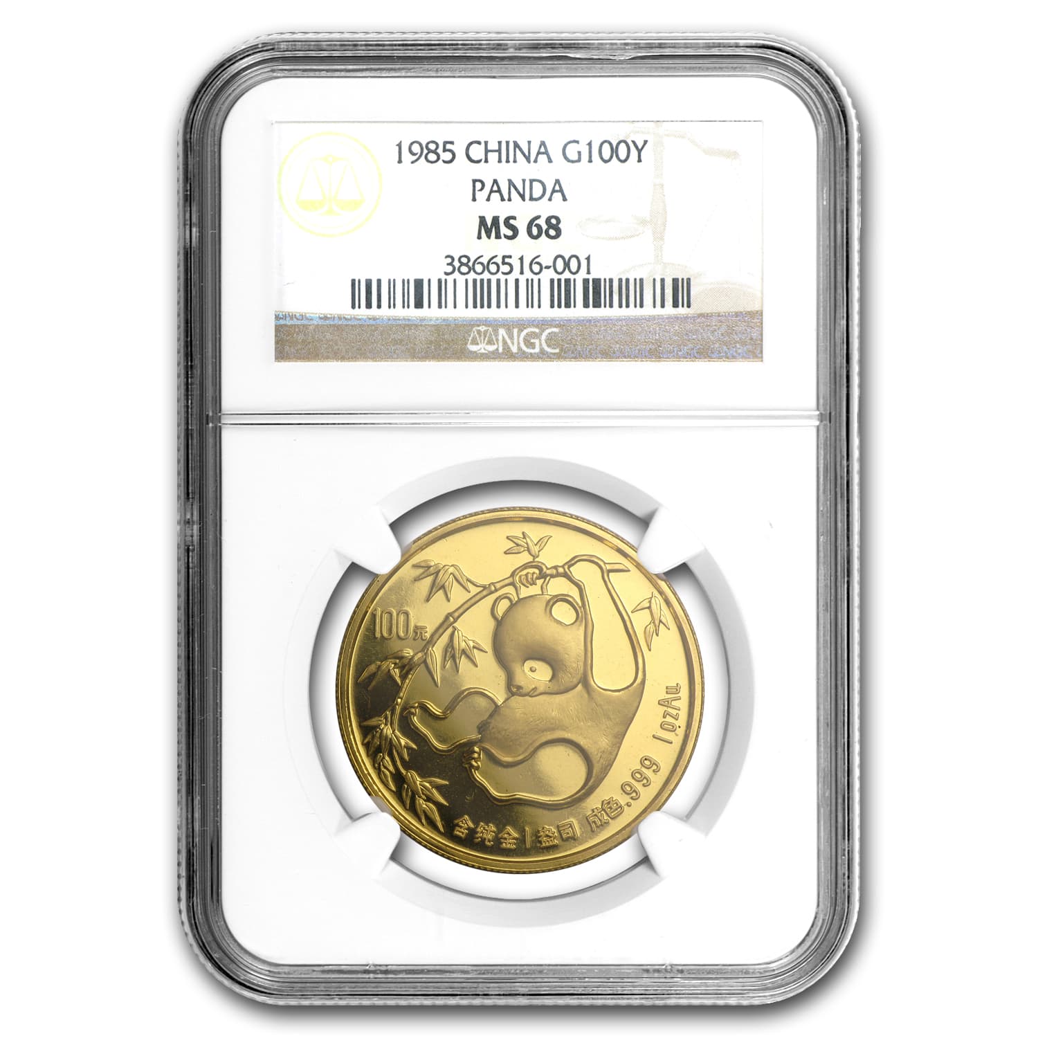 1985 China 1 oz Gold Panda MS-68 NGC