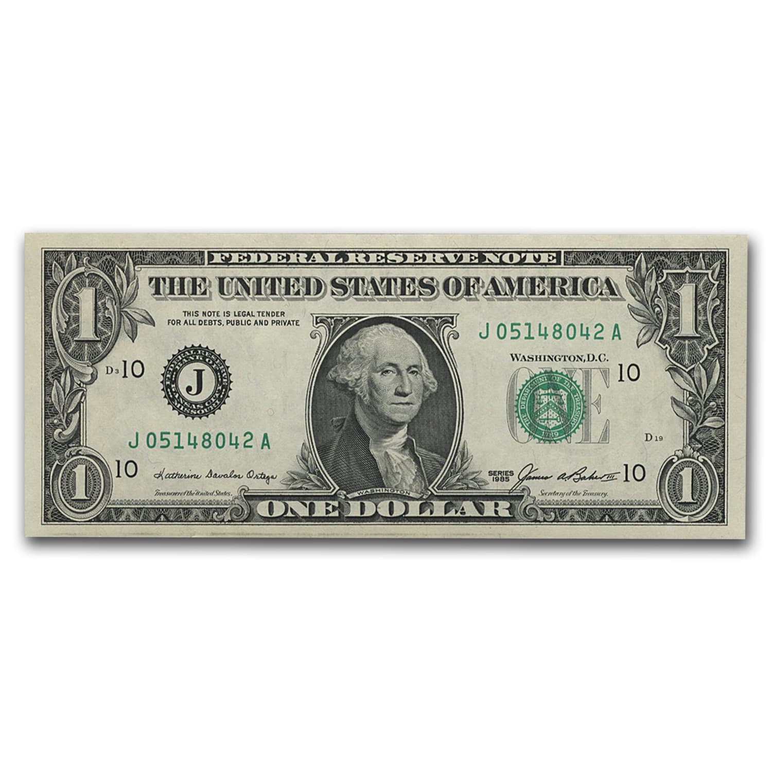 1985 (J-Kansas City) $1.00 FRN CU (Fr#1913-J)