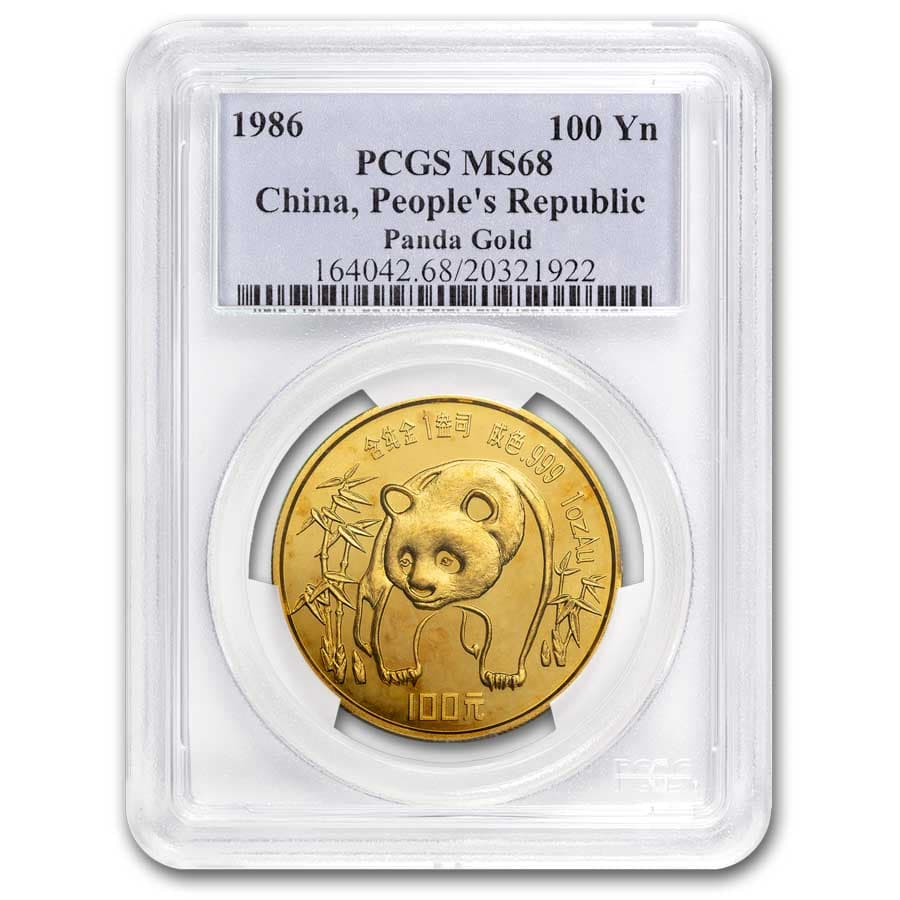 1986 China 1 oz Gold Panda MS-68 PCGS