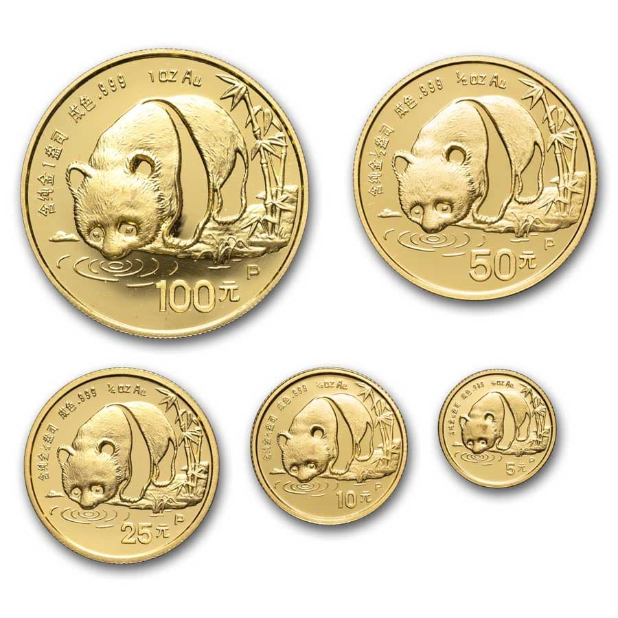 1987 China 5-Coin Gold Panda Proof Set