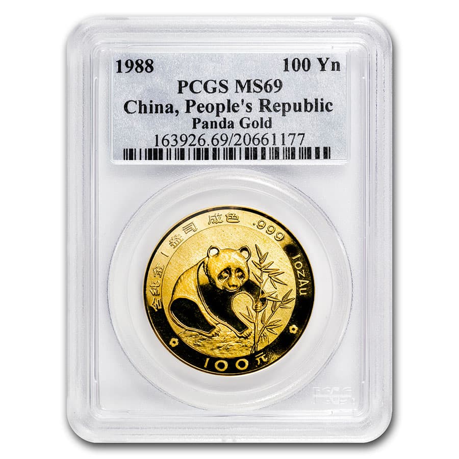 1988 China 1 oz Gold Panda MS-69 PCGS