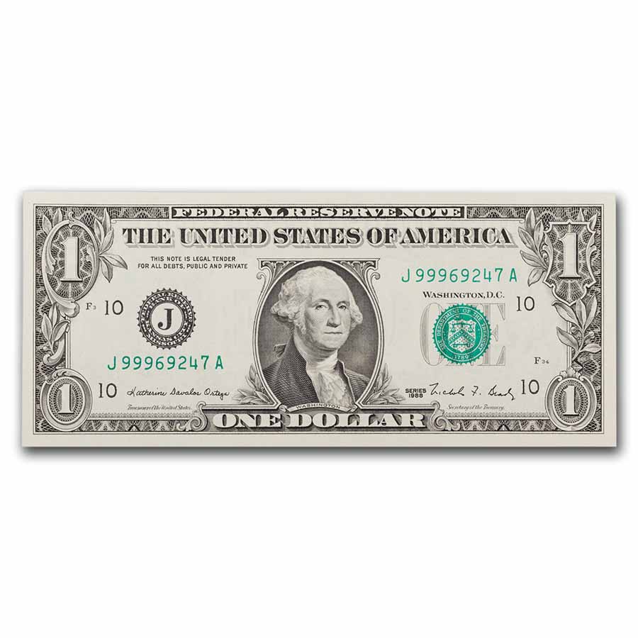 1988 (J-Kansas City) $1.00 FRN CU (Fr#1914-J)