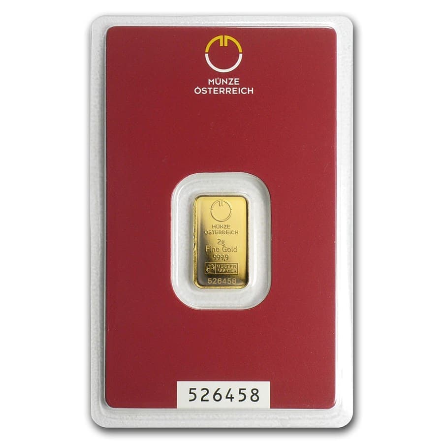 2 gram Gold Bar - Austrian Mint (In Assay)