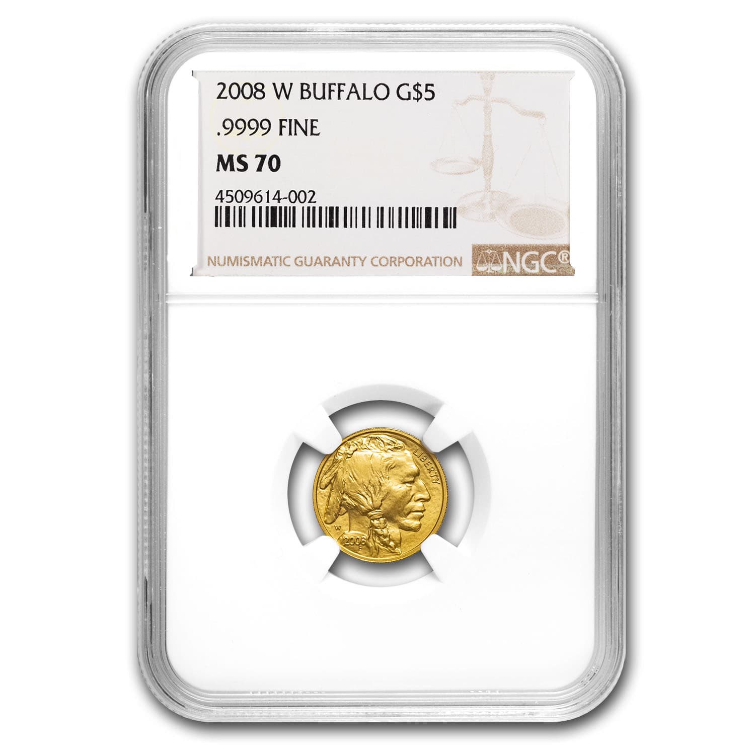 2008-W 1/10 oz Gold Buffalo MS-70 NGC