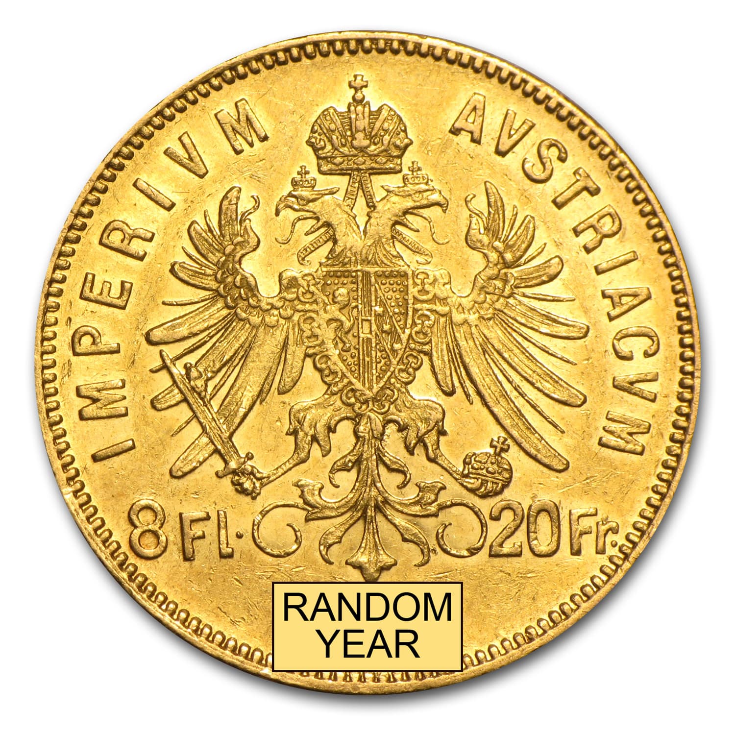 Austria Gold 20 Franc/8 Florin Avg Circ