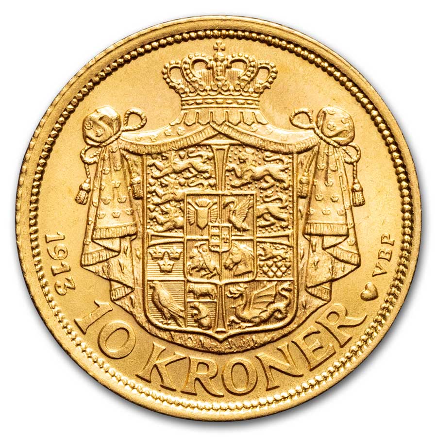 Denmark Gold 10 Kroner (Random) Avg Circ