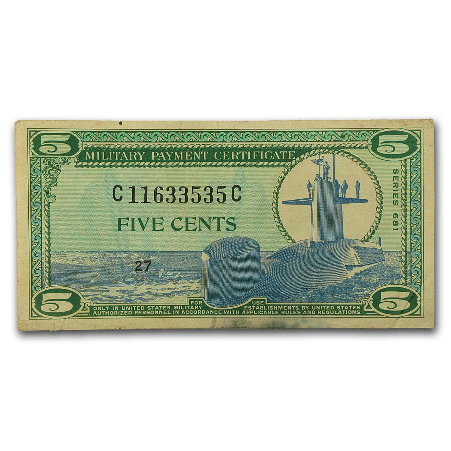 MPC Series 681 5 Cents VF