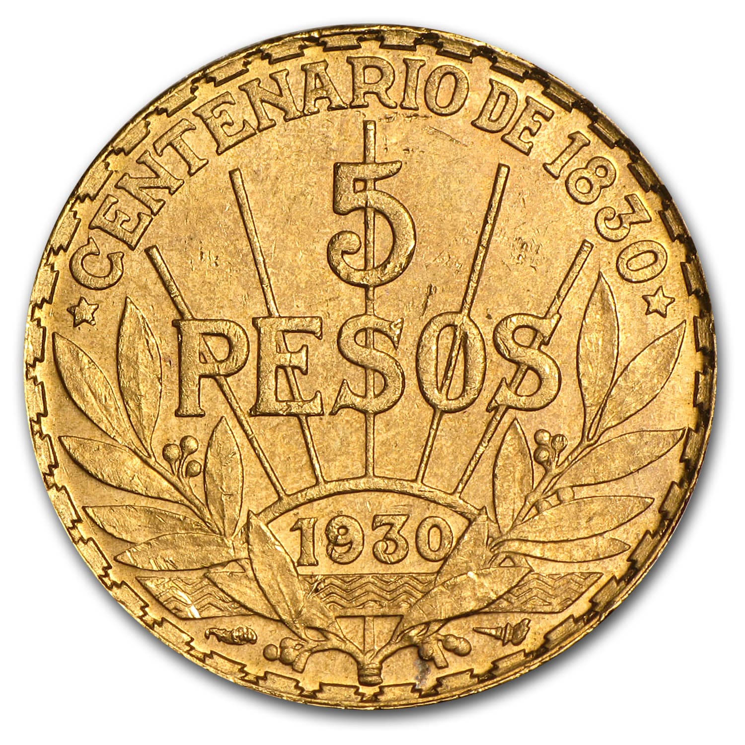 Uruguay Gold 5 Pesos AU-BU