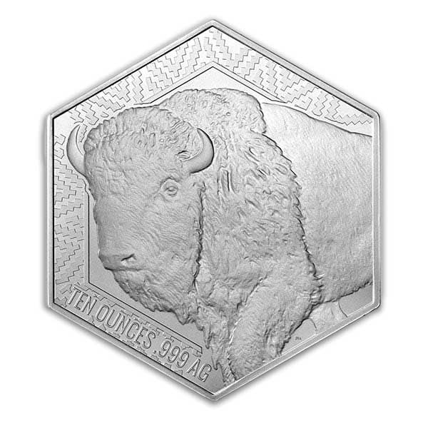 BUFFALO WARRIOR Hexagon-Shaped 10 Oz Silver Bar