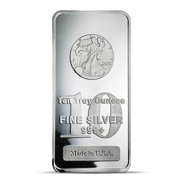 Walking Liberty Design Silver Bar - 10 Ounce .999 Pure