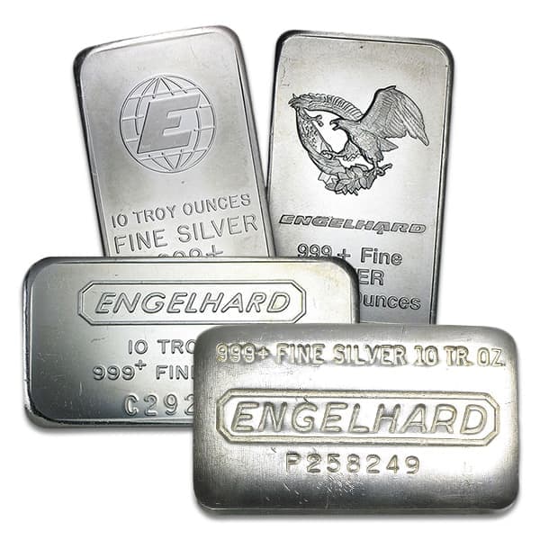 Engelhard Silver Bar - 10 Troy Ounces, .999 Pure Silver (Secondary Market)