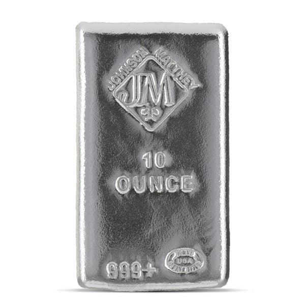 Johnson Matthey 10-oz Silver Bar (Poured), .999 Pure
