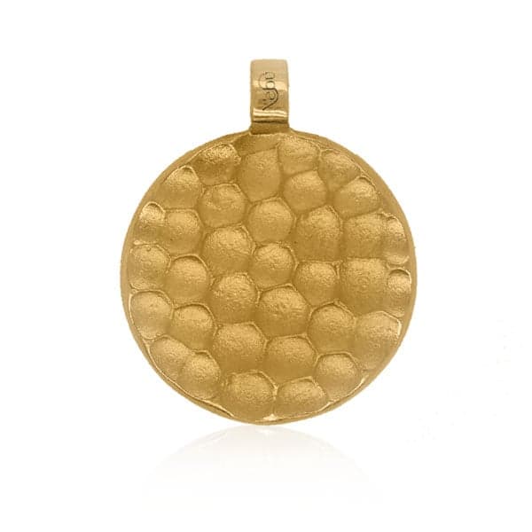 Gold Pendant - Hammered Medallion **Hybrid Finish** - 13.4 Grams, .9999 Fine 24K Pure
