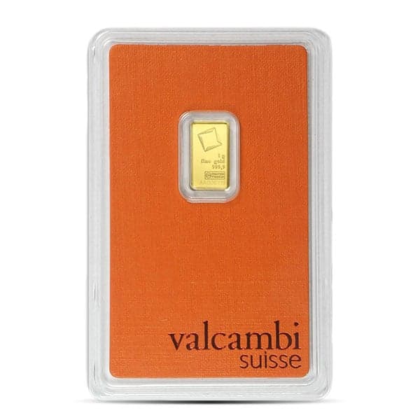 Valcambi Gold Bar, 1 Gram, .9999 Pure in Assay Package