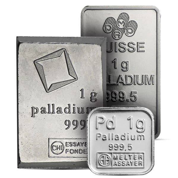 LOOSE Palladium Bar, 1 Gram .9995 Pure - NO Assay Package