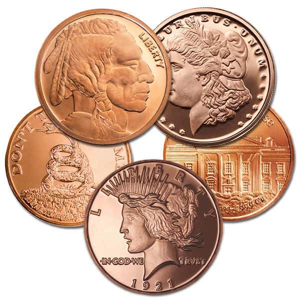 Copper Round, Random Design (Design Our Choice) - 1 AVDP Oz, .999 Pure Copper