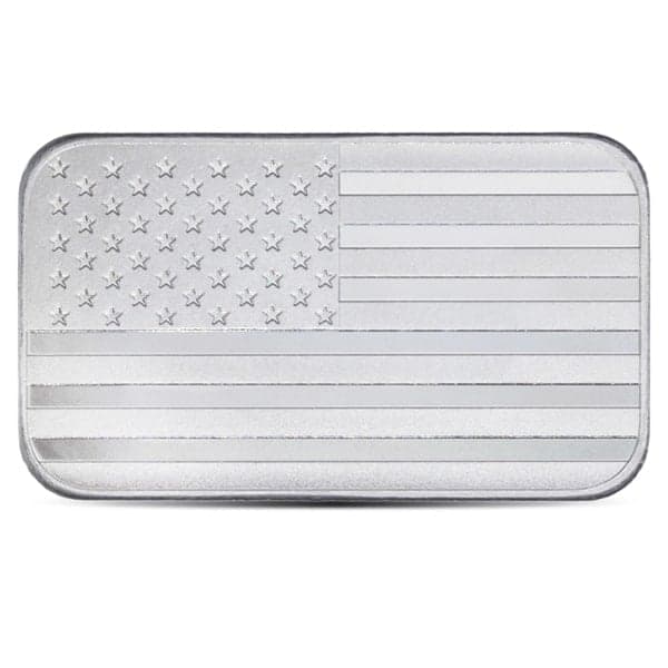 American Flag Design Silver Bar - 1 Ounce .999 Pure