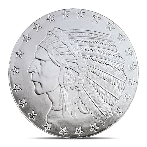 Incuse Indian Silver Round - 1 Troy Ounce, .999 Pure