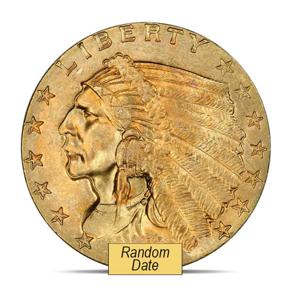 $2.50 Indian Head Gold Coin, Cleaned/Jewelry Grade - .1209 Troy Ounce Gold Content