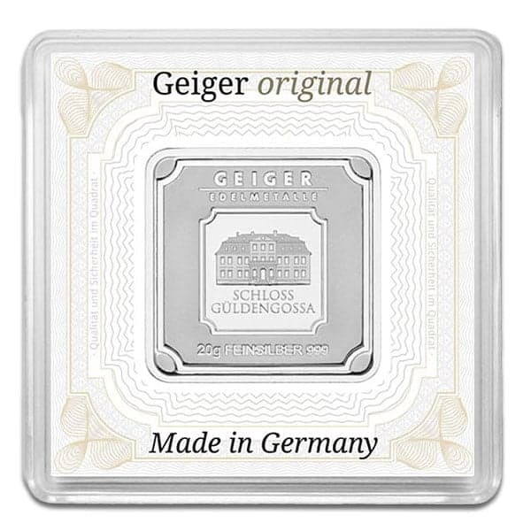 Geiger SILVER Bar - 20 Gram .999 Pure, in Assay