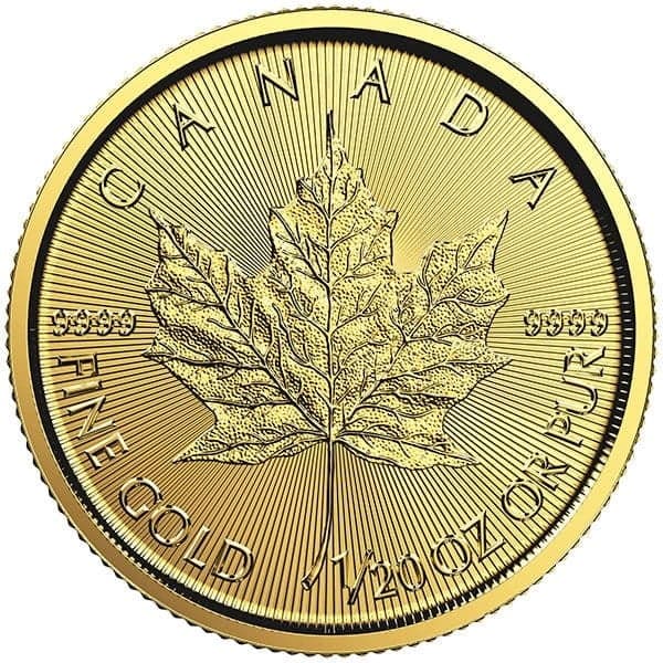 1/20 oz Gold Canadian Maple Leaf, .9999 Pure